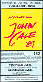 Ticket Stub  D&uuml;sseldorf 1989-10-18 - Thanks: Bernd-J&uuml;rgen Grude