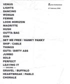 Zuerich setlist